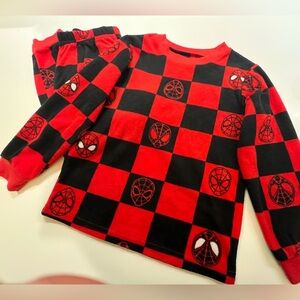 MARVEL SPIDER-MAN BOYS LONG SLEEVE PAJAMA’S SIZE XS (4-5). CUFFED LEGS/SLEEVES